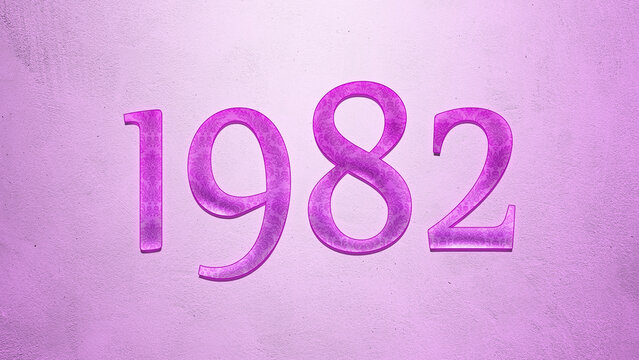 Purple text effect of number 1982 on light background.
