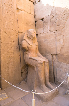 Statues of the pharaoh Thutmose III in the majestic temple of Karnak in Luxor, Egypt