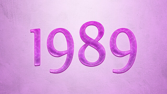 Purple text effect of number 1989 on light background.