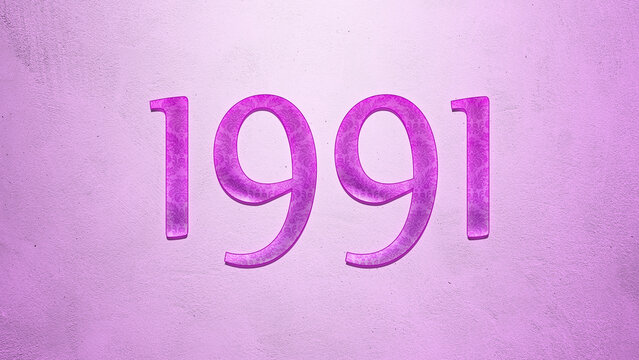 Purple text effect of number 1991 on light background.