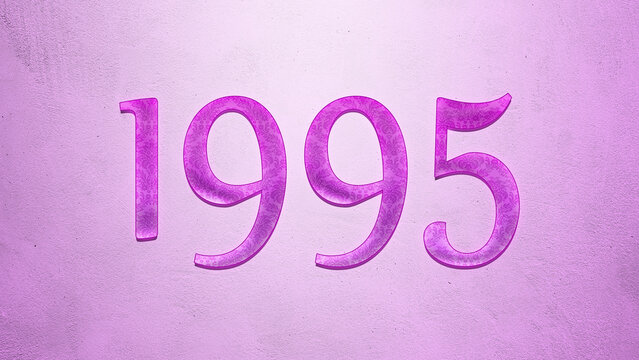 Purple text effect of number 1995 on light background.