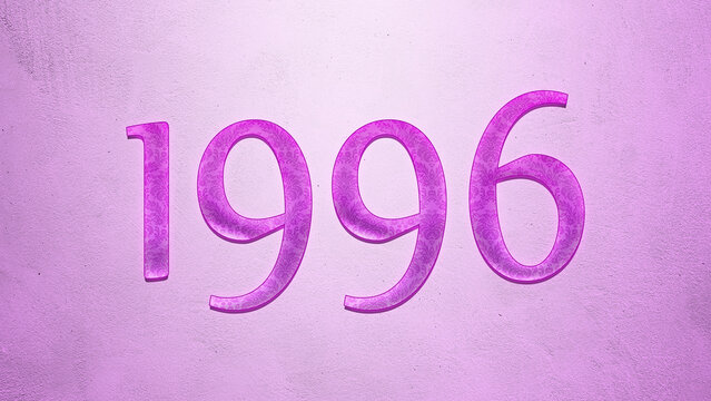 Purple text effect of number 1996 on light background.