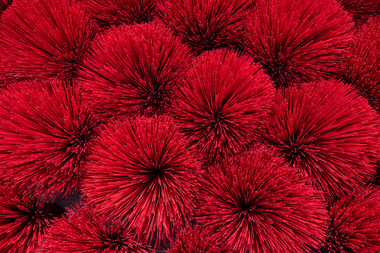 Close up od dry red insence sticks in Vietnam