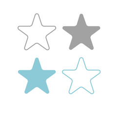 Obraz premium A set of four simple star icons in solid and outline styles with gray and light blue colors