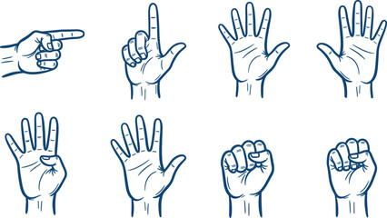 Fototapeta premium Hand gestures and signs illustrations