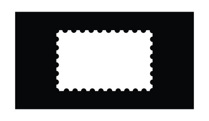 A blank white postage stamp on a black background © JAHIDUL