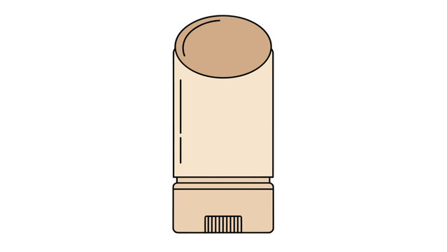 Simple vector illustration of a beige deodorant stick or solid foundation container with a rounded top and a ridged base on white.