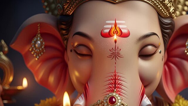 4k cinematic footage of hindu deity ganesha idol close up