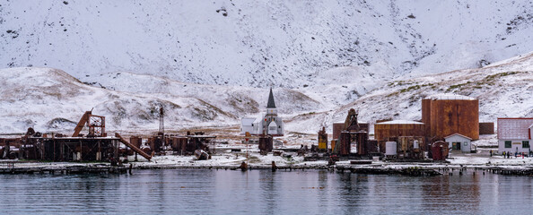 Grytviken old whaling, station where Shakleton is buried South Geogia