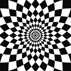 Naklejka premium A geometric 3d illustration of a black and white checkered floor pattern featuring a classic chessboard texture design for a racing finish flag or sports game competition board