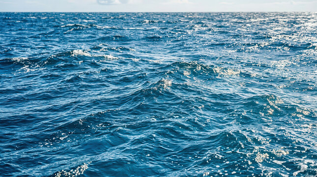 Vast Ocean Surface with Sparkling Blue Water and Gentle Waves for Nature Background
