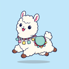 Fototapeta premium llama, alpaca, sticker, set, children, colourful, baby 