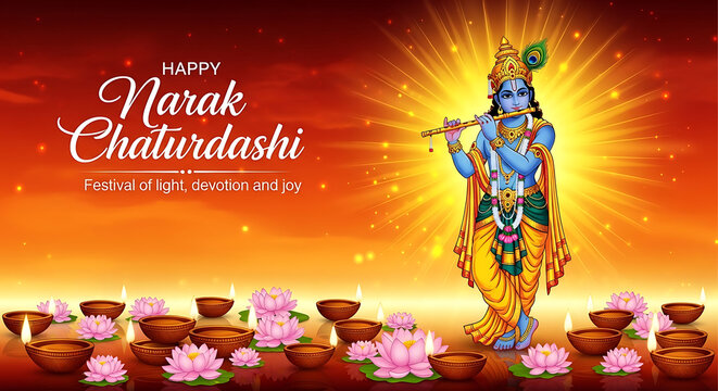 Narak chaturdashi festival celebration with lord krishna