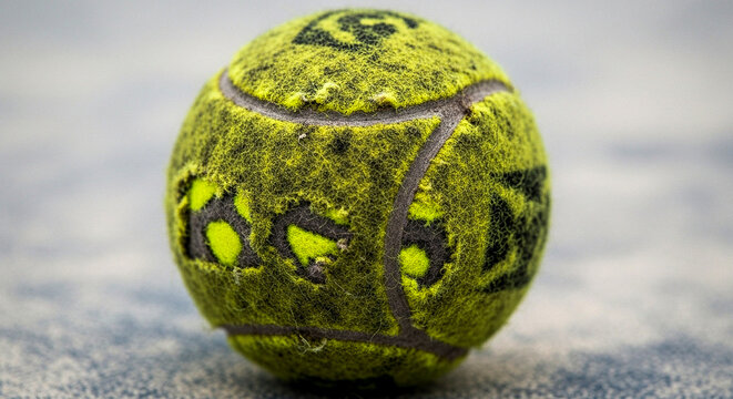 Worn padel ball showing texture and usage marks