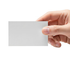 Obraz premium Hand holding blank business card isolated on transparent background
