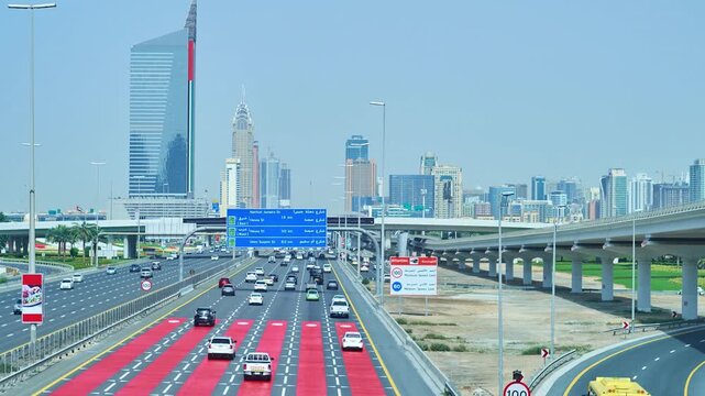 Timelapse of traffic on Sheikh Zayed Rd, Dubai, UAE