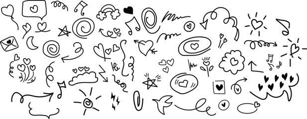 Hand drawn doodle art collection with various cartoon illustrations © Parvin
