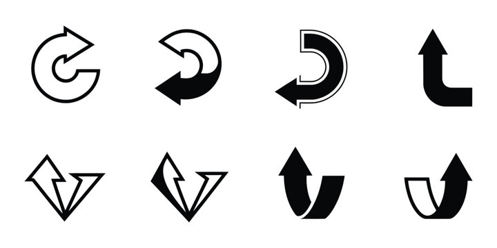 Turn arrow corner icon vector, direction symbol, curved navigation arrow, back, backward, upward, under, above, left, right circular sign, return pointer, vector illustration for navigation