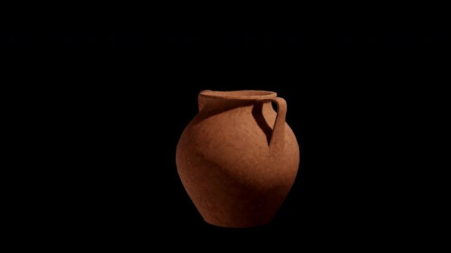 Amphora clay pot close up isolated on transparent background alpha channel 4K