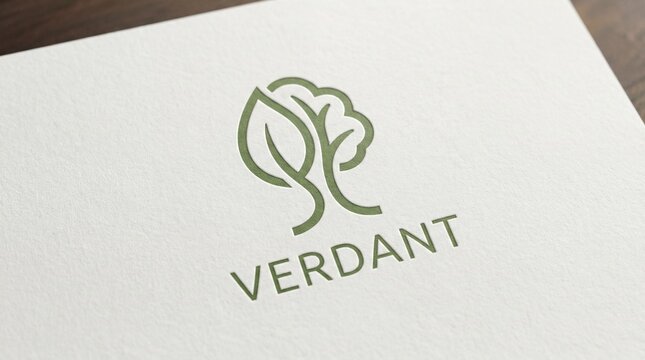 Verdant logo on white paper with green text and leaf design