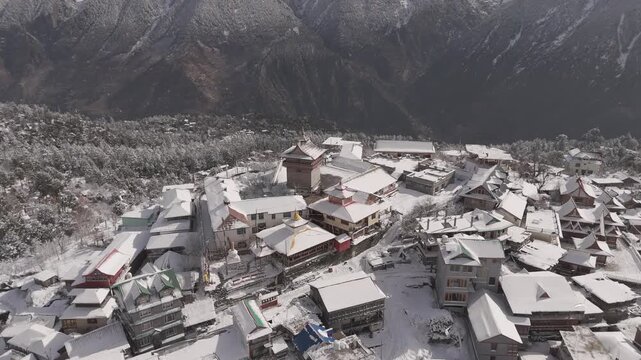 Kalpa in Winters : Winters in Kalpa, India hit differently&hellip; tucked away in Kinnaur district at almost 3,000 meters, everything slows down here&mdash;roads get blocked, water freezes, and even the air feels.
