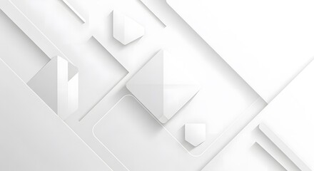 Fototapeta premium White abstract background with geometric shapes and lines in 3D paper cut style