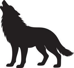 Obraz premium Wolf Silhouette Vector – Howling Wild Animal Black Shape