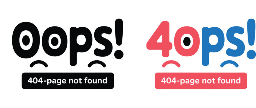 404 not found error icon oops page not found, modern UI symbol for webpage error broken link and missing content, vector illustration for websites apps and user interface design.