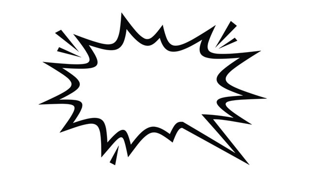 Bold black and white comic book style explosion or burst bubble with sharp edges for text or action emphasize.