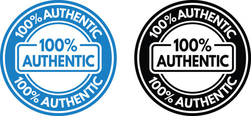 Obraz premium 100% Authentic Badge Stamp Vector Set – Certified Original Quality Guarantee Seal Icons