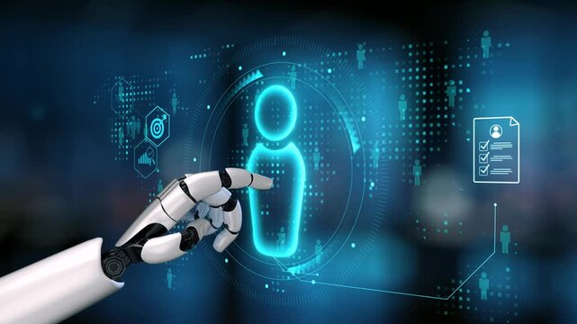 AI artificial intelligence transforms hiring with digital recruiters, virtual HR assistants, and smart matching tools for modern talent acquisition. Epoch