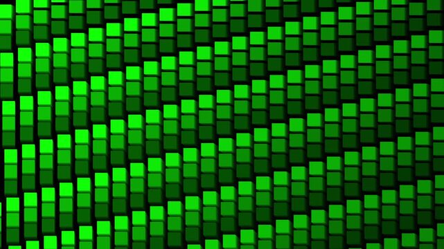 Abstract green 3D cubes grid background futuristic digital data blocks pattern motion VJ loop