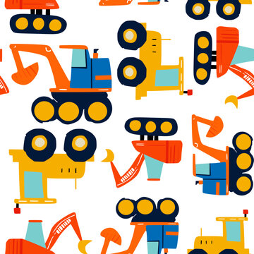 cute funny transport seamless pattern for kids, abstract contraction wallpaper background 