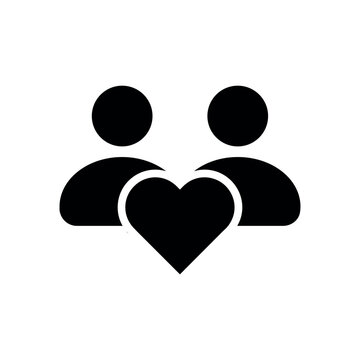 Black silhouette of two people with a heart between them