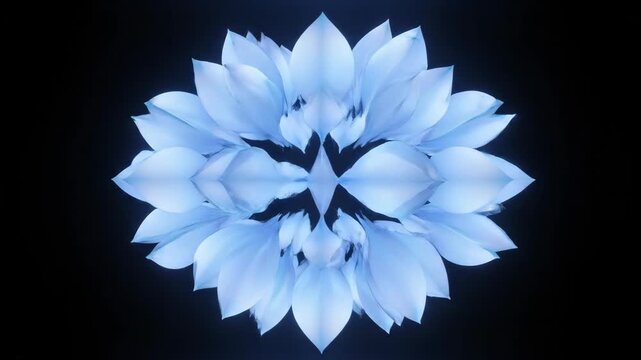 Elegant illuminated lotus flower design with glowing petals and symmetrical pattern