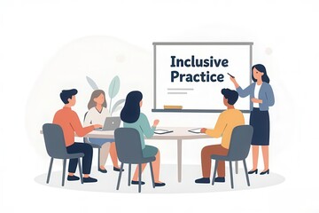 Naklejka premium Inclusive Practice: Team exercise in office training room 