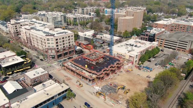 Aerial Orbit of Highline Glenwood Construction in Raleigh North Carolina