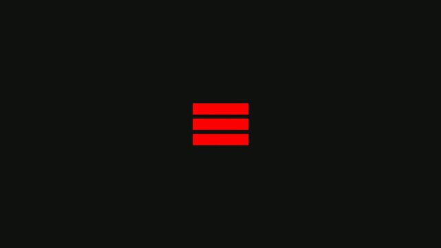 Bold Red Horizontal Bars Icon on Minimalist Black Background Frame