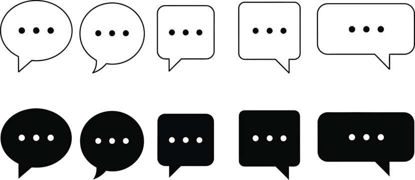 A set of black and white speech bubbles with ellipsis