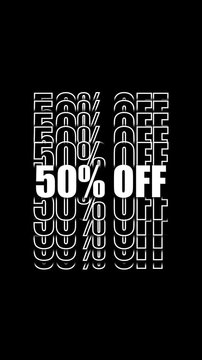 50% Off Animated Text Overlay &ndash; White Discount Promo Transparent Background