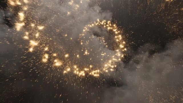 Fireworks exploding in the night sky.