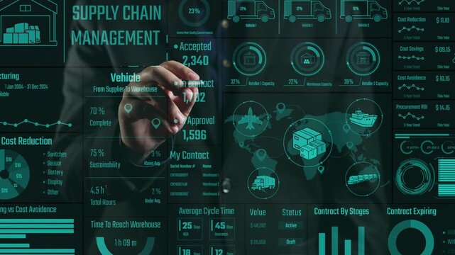 A comprehensive infographic illustrating key metrics in supply chain management, emphasizing vehicle data, warehouse operations, and efficiency for improved decision-making. Cipher