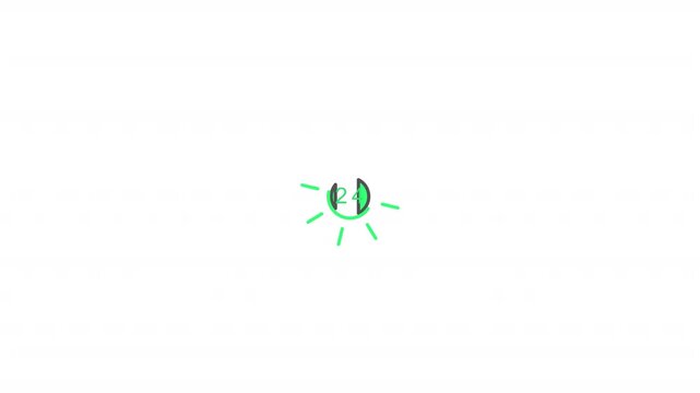 Green 24 hour everyday open service icon