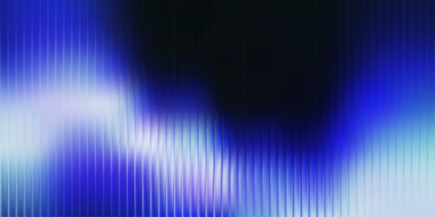 Naklejka premium Riddle glass background, ripple wave distortion, fractal light flow deep blue gradient surface. Vertical stripe texture, smooth glass color transitions, luminous depth. Vector illustration