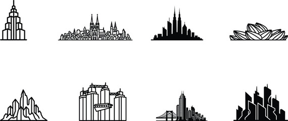 Obraz premium City skylines and buildings in various architectural styles and designs urban landscapes