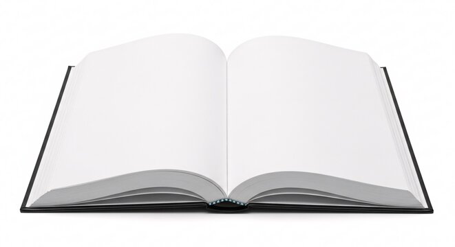 Open book with blank white pages isolated on a white background