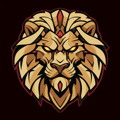 Fototapeta premium Golden Lion Head Mascot Logo for Esports and Sports Gaming Teams