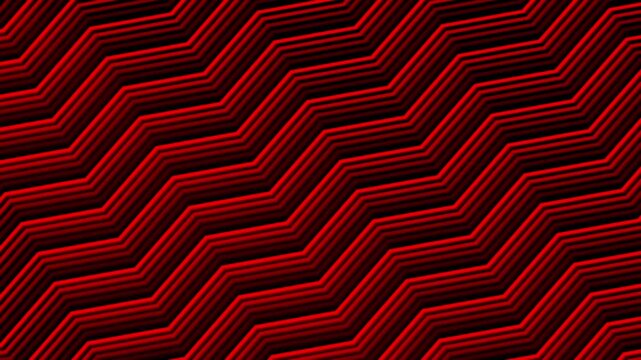 Abstract red and black zigzag diagonal geometric lines jagged Repeating pattern motion background loop