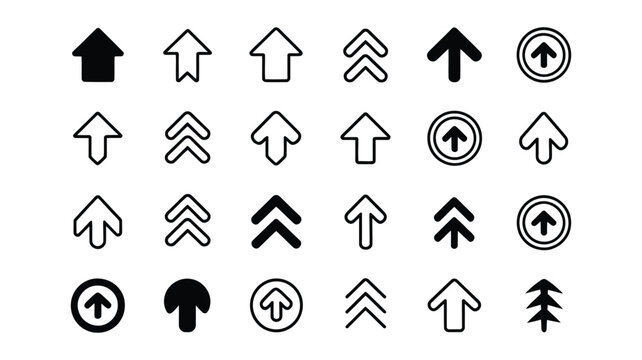 Clean upward arrow icon symbolizing direction, movement, and progress, simple vector design for navigation, growth, and workflow representation, isolated on a white background.