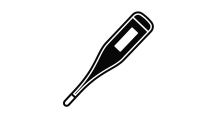 Obraz premium Simple black and white illustration of a digital thermometer on white